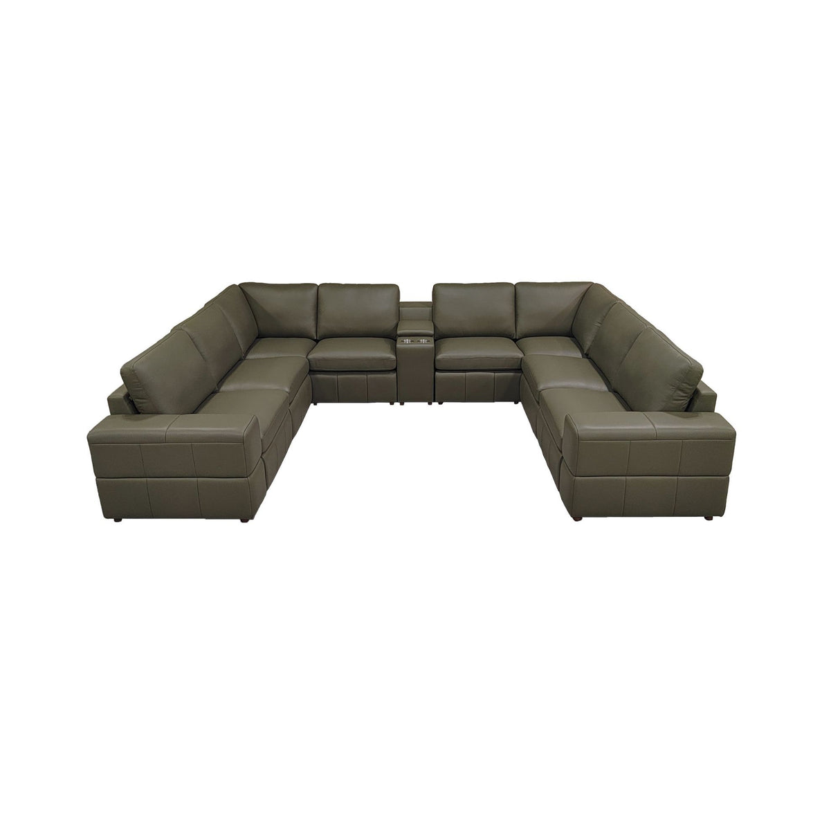 Upholstered Large Arms Sectional With Recliner Seats