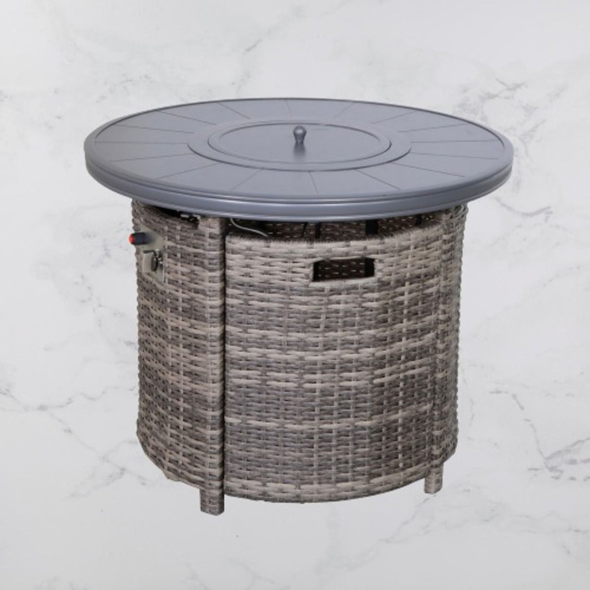 Outdoor Fire Pit Table Propane Heater Wicker 32x25in