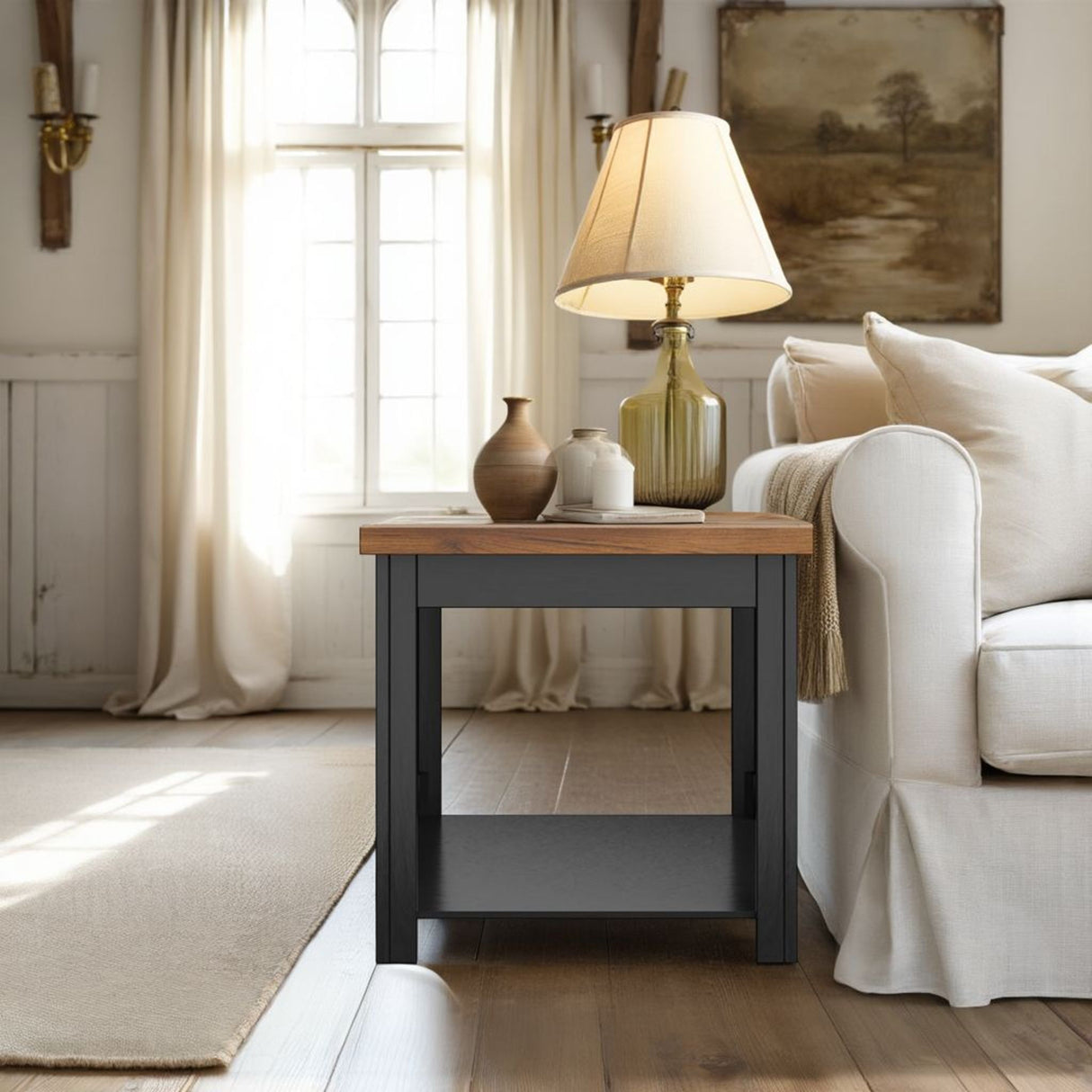 Side Table - Black / Whiskey