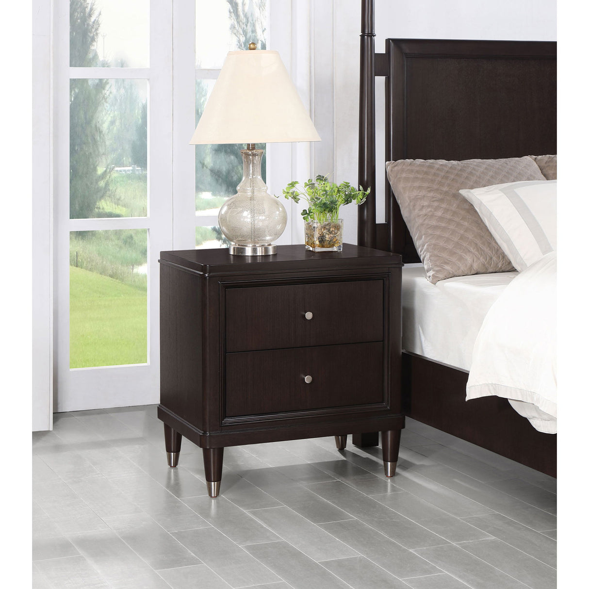 Niguel - 2 Drawer Nightstand With Felt Lined Top Drawer - Brown