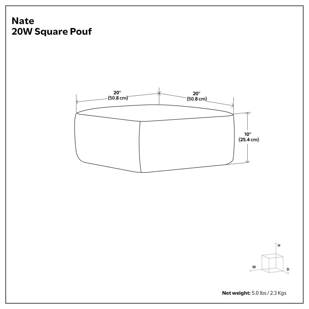 Nate - Handcrafted Square Pouf