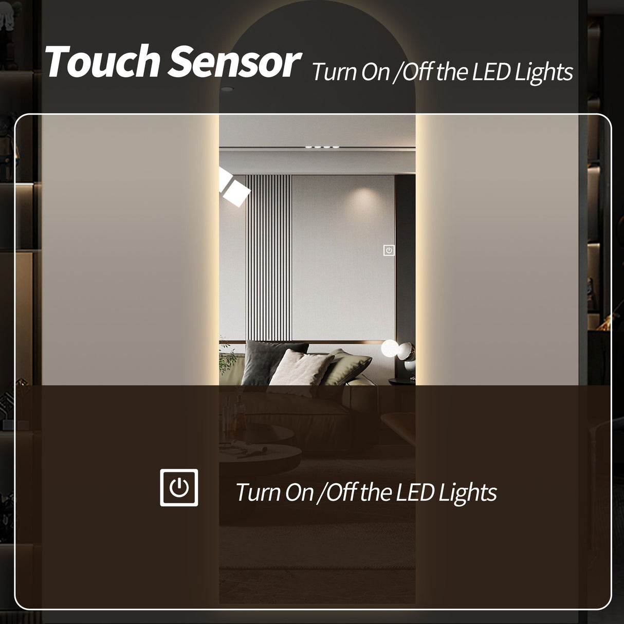 LED Full Length Wall Mirror With Symmetrical Arch Design, 3 Color Dimmable Lighting - Silver
