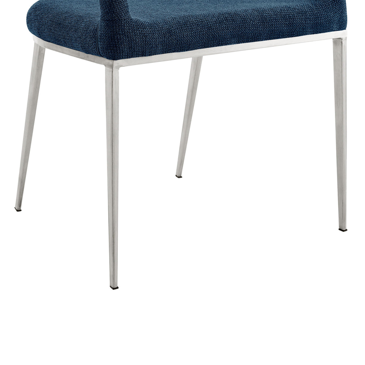 Morgan - Upholstered Dining Chair (Set of 2) - Brushed Silver / Blue