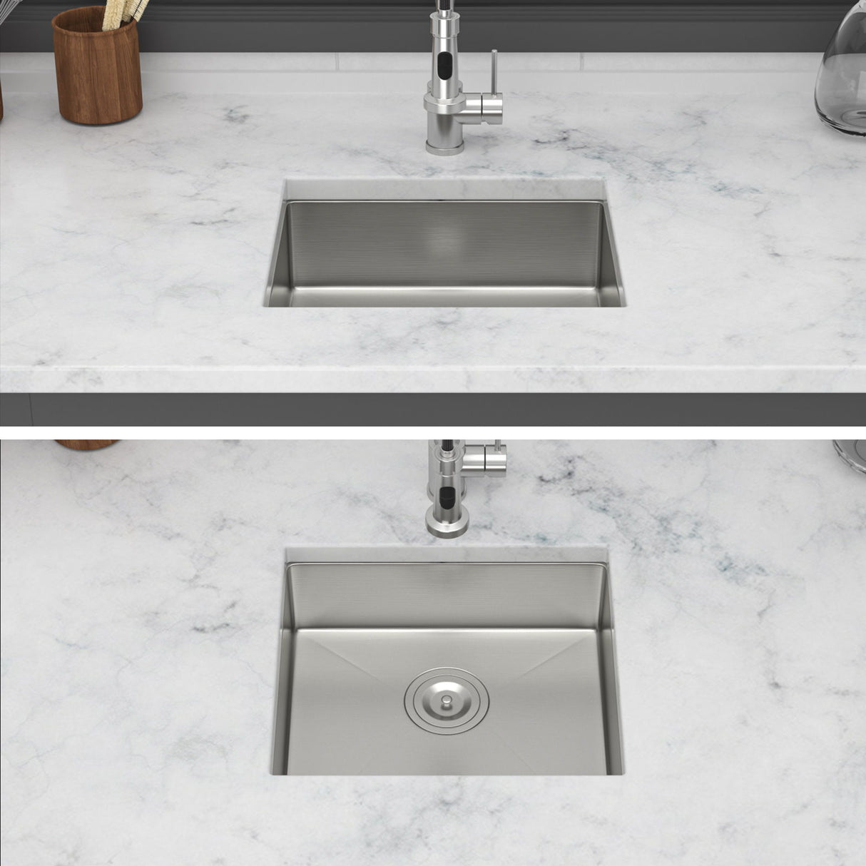 Modern Undermount Stainless Steel Kitchen Sink 16 Gauge, Deep Single Bowl