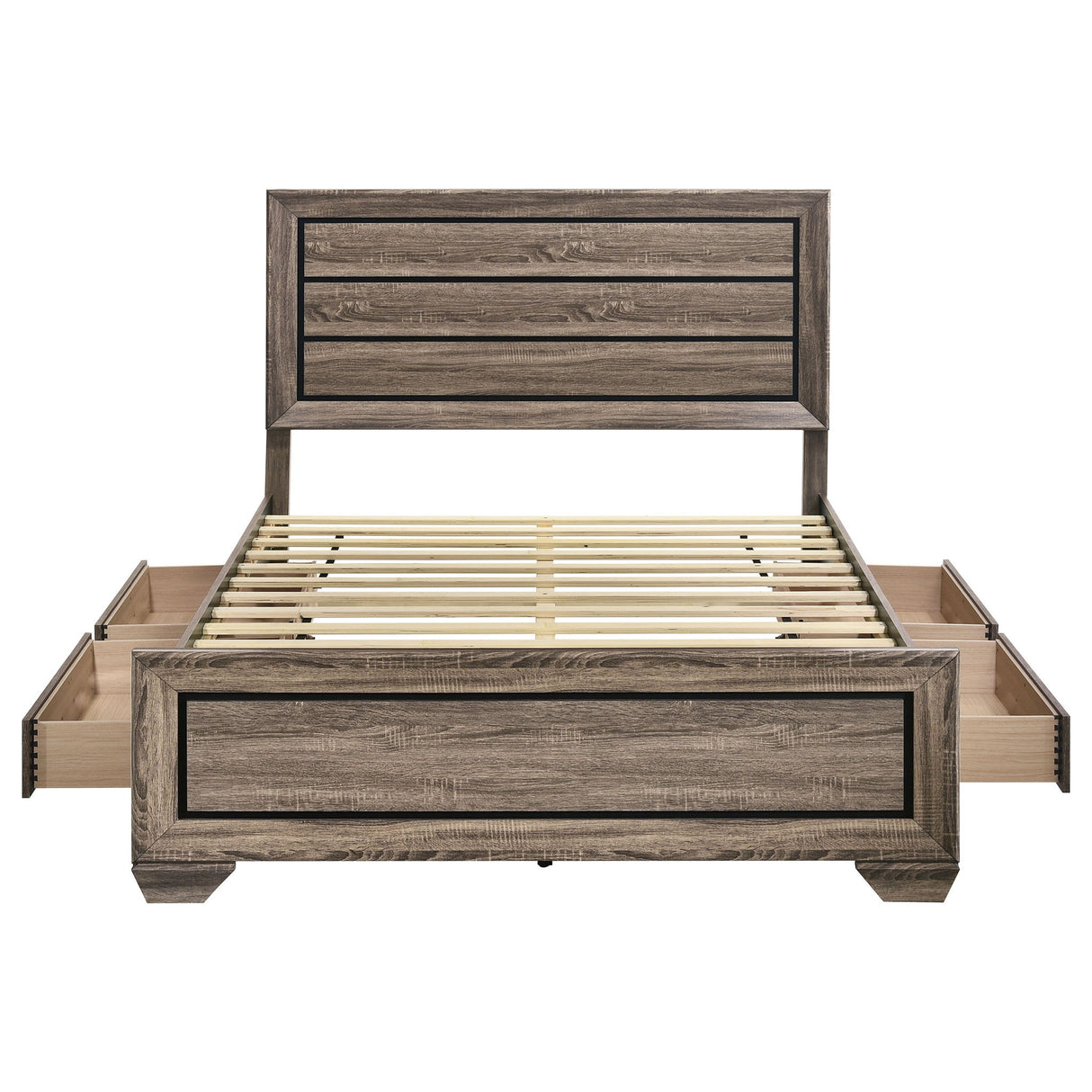 Queen Storage Bed With Underbed Drawers - Brown