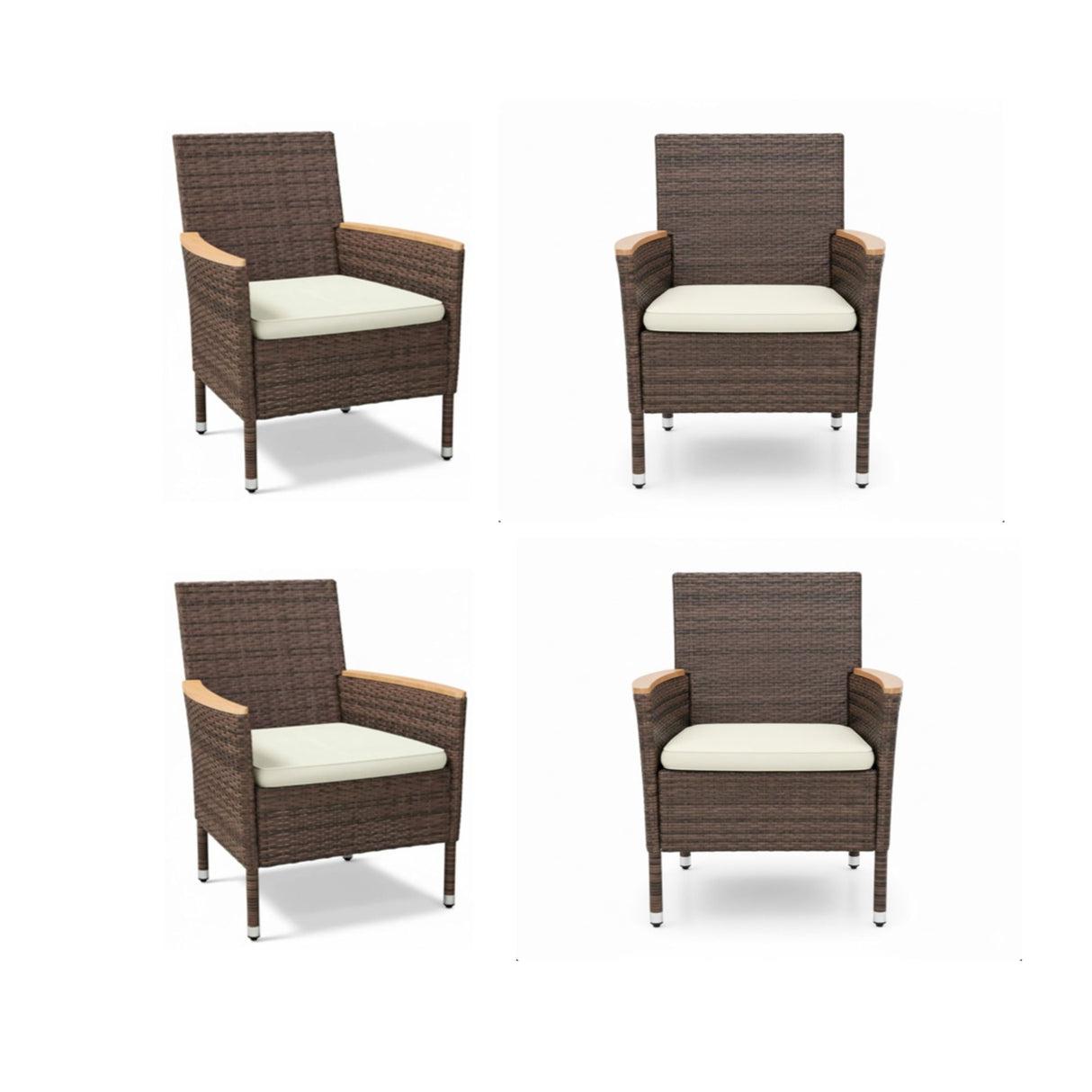 All Weather Patio Dining Chair Set With Cushions (Set of 4) - Brown