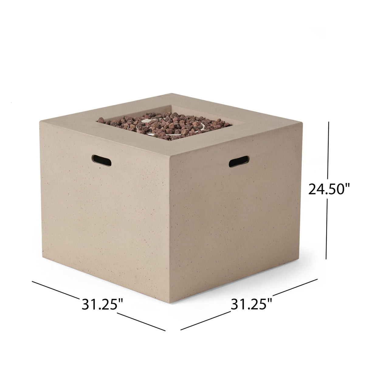 Square Fire Pit 40000 BTU Magnesium Oxide in Gray 31.25in
