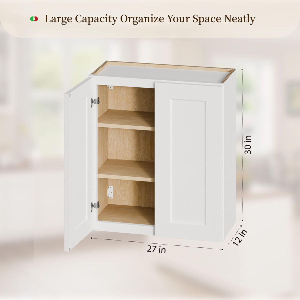 Shaker Wall Cabinet With Soft-Close Doors, Adjustable Shelves