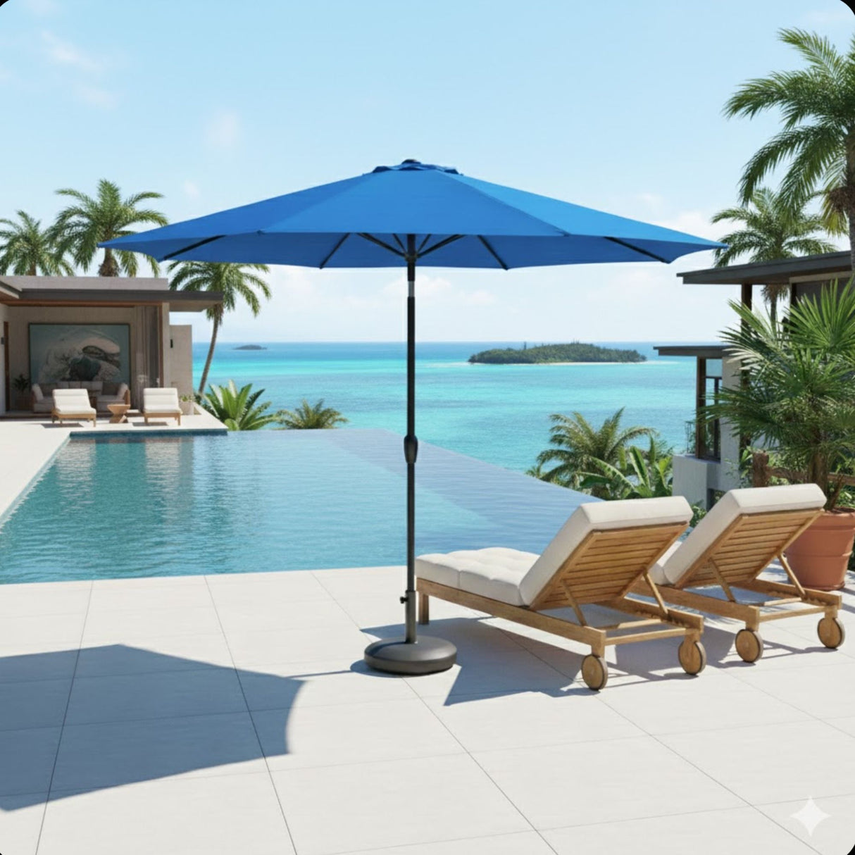 Market Patio Umbrella With Crank Lift And Tilt, UV Resistant Canopy For Pool (Without Base) - Blass