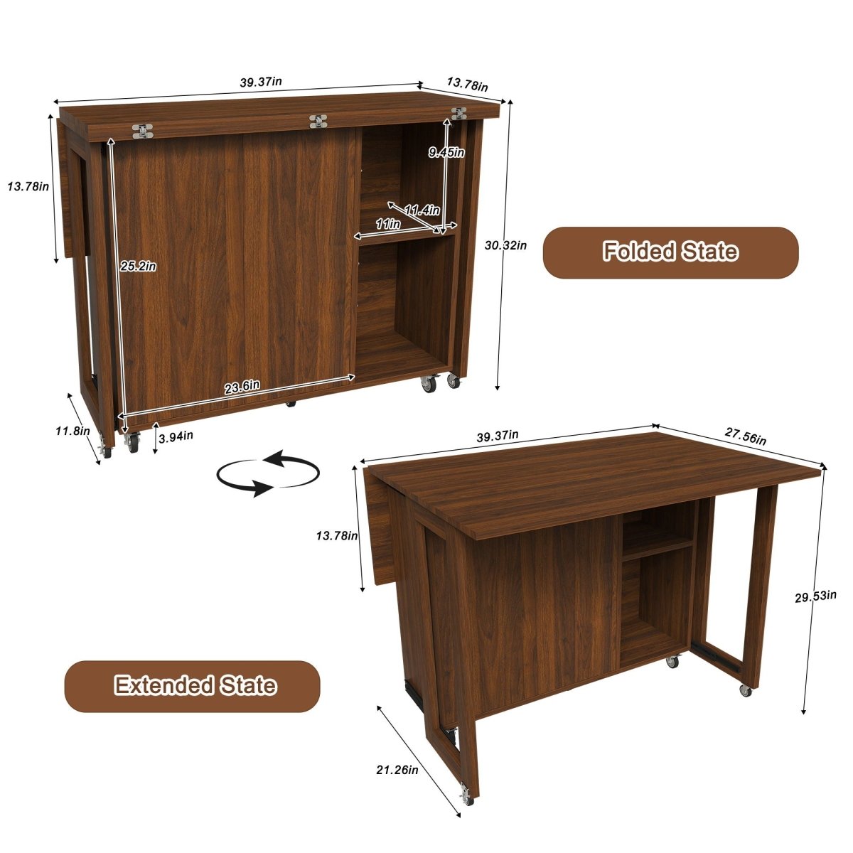3 In 1 Foldable Side Table With 4 Storage Shelves - Folding Tables available at Alpine Outlets in Denver