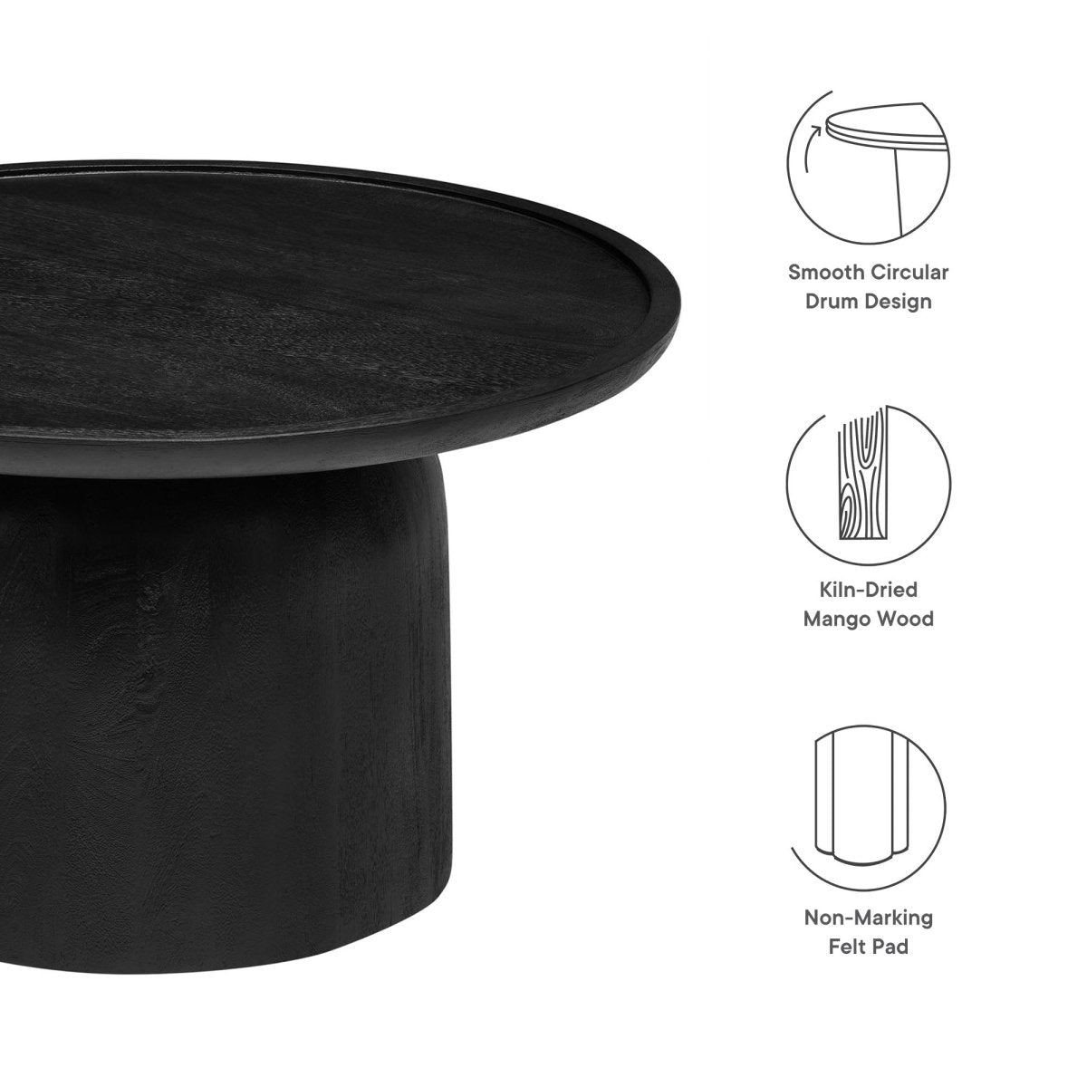 30 Inch Timeless Round Solid Mango Wood Coffee Table - Coffee Tables available at Alpine Outlets in Denver