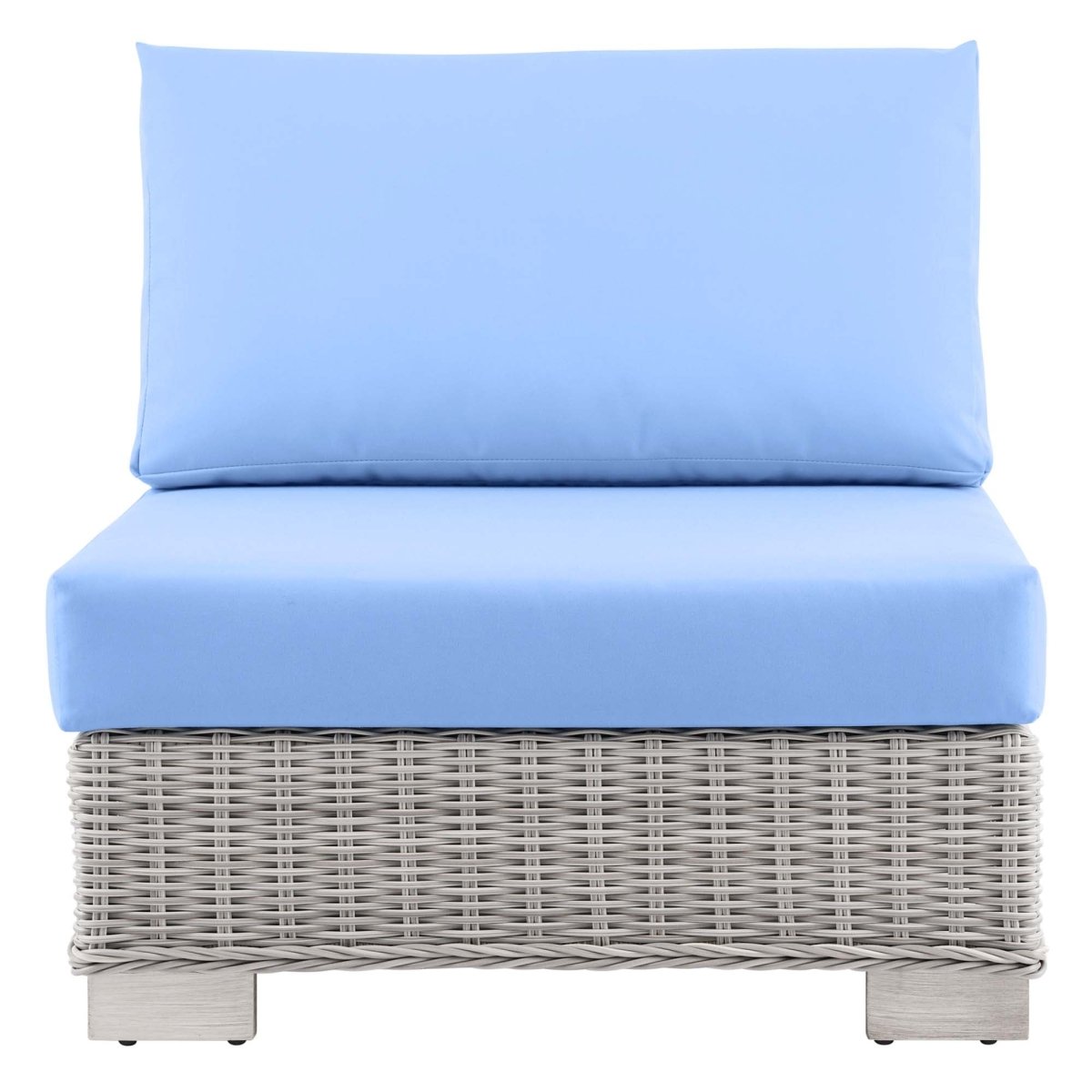 30" Light Gray Light Blue Wicker Outdoor Armless Chair - Outdoor - Alpine Outlets