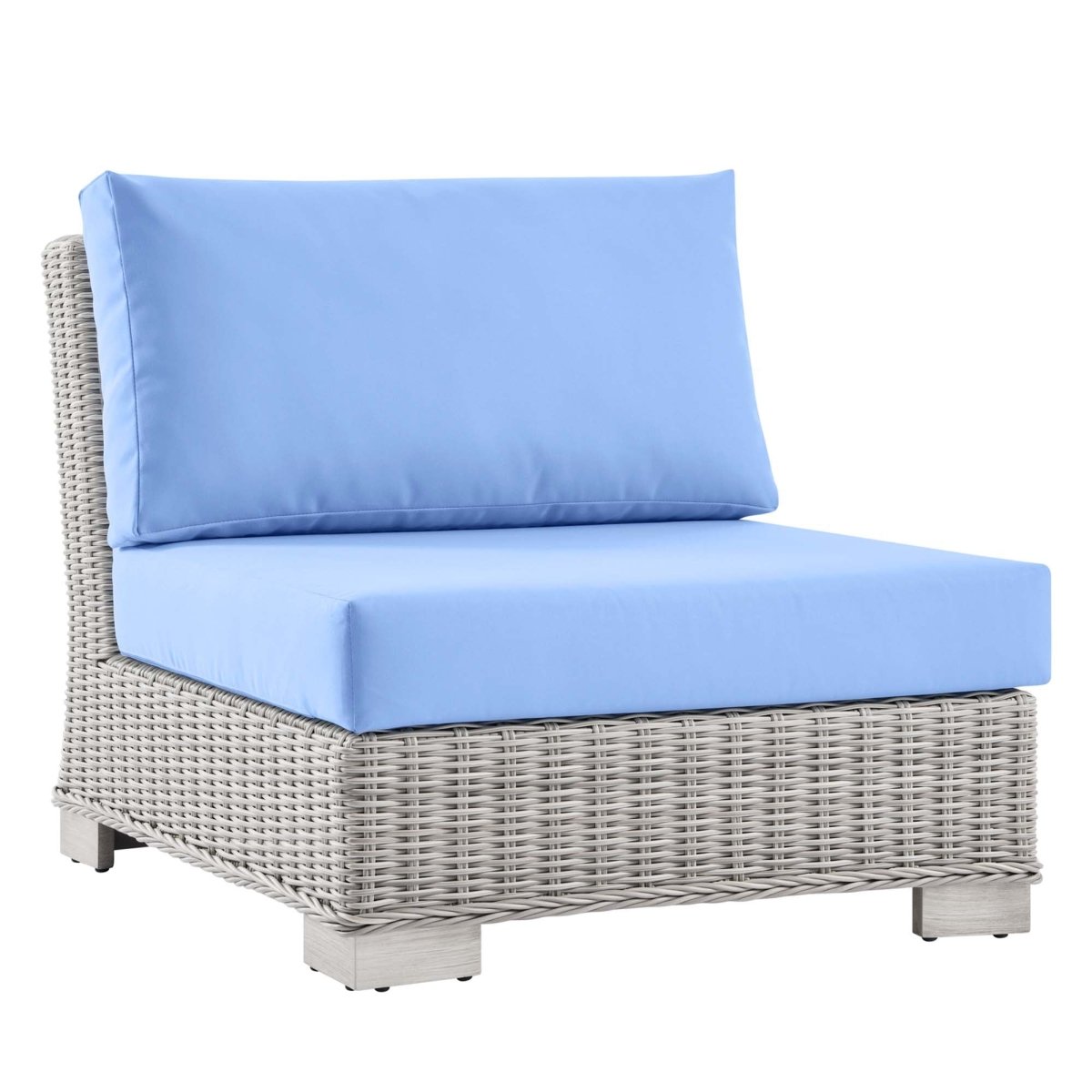 30" Light Gray Light Blue Wicker Outdoor Armless Chair - Outdoor - Alpine Outlets
