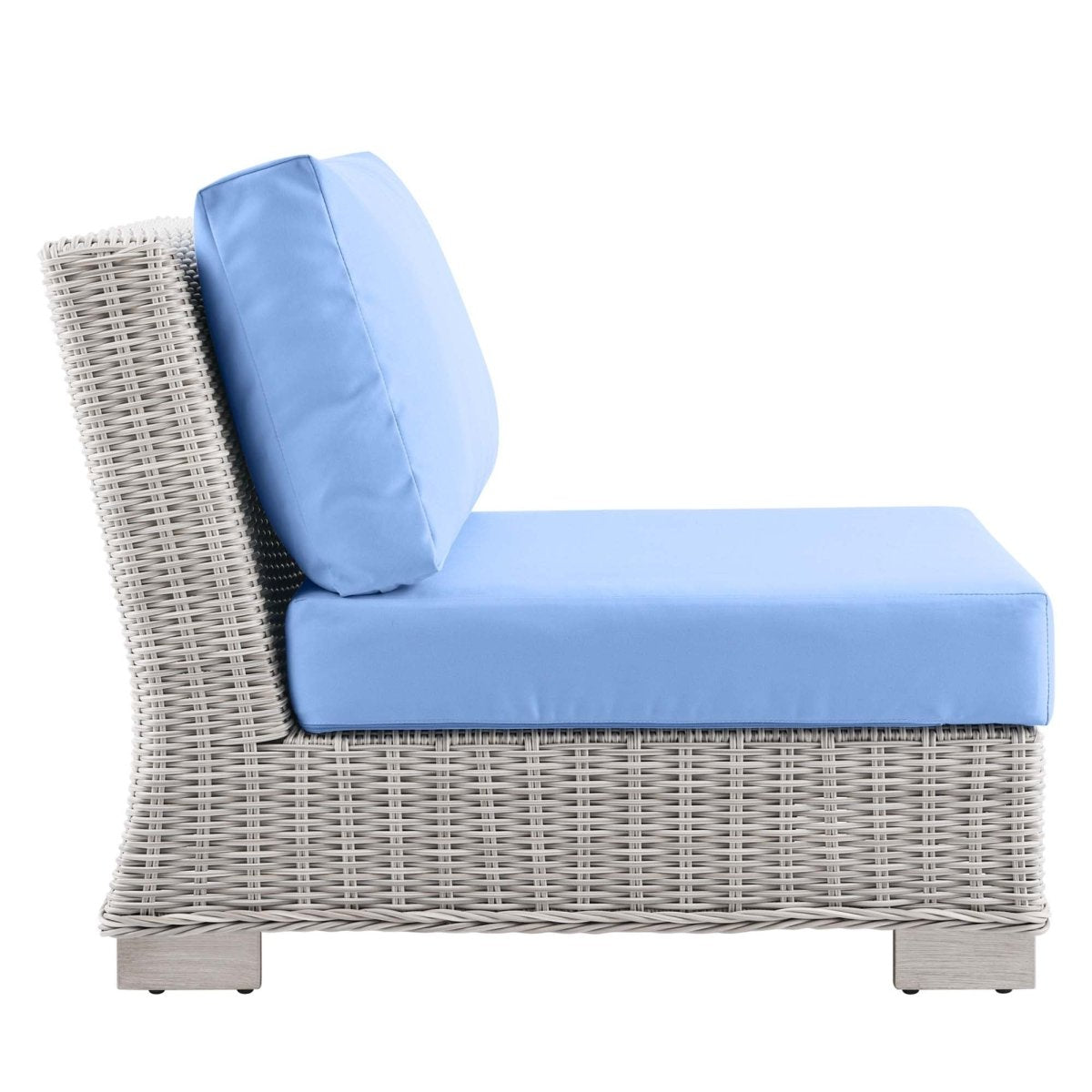 30" Light Gray Light Blue Wicker Outdoor Armless Chair - Outdoor - Alpine Outlets