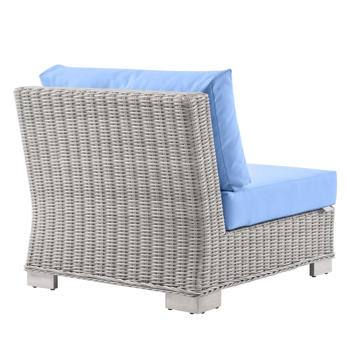 30" Light Gray Light Blue Wicker Outdoor Armless Chair - Outdoor - Alpine Outlets