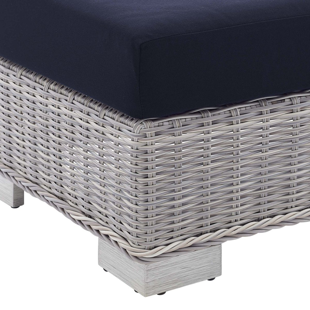 30" Light Gray Navy Wicker Armless Outdoor Chair with Sunbrella Cushions - Outdoor - Alpine Outlets