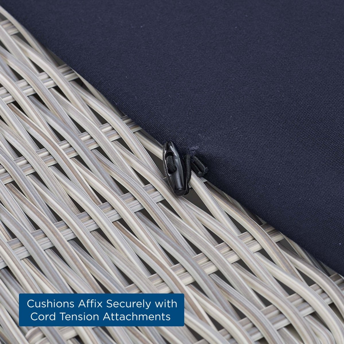 30" Light Gray Navy Wicker Armless Outdoor Chair with Sunbrella Cushions - Outdoor - Alpine Outlets