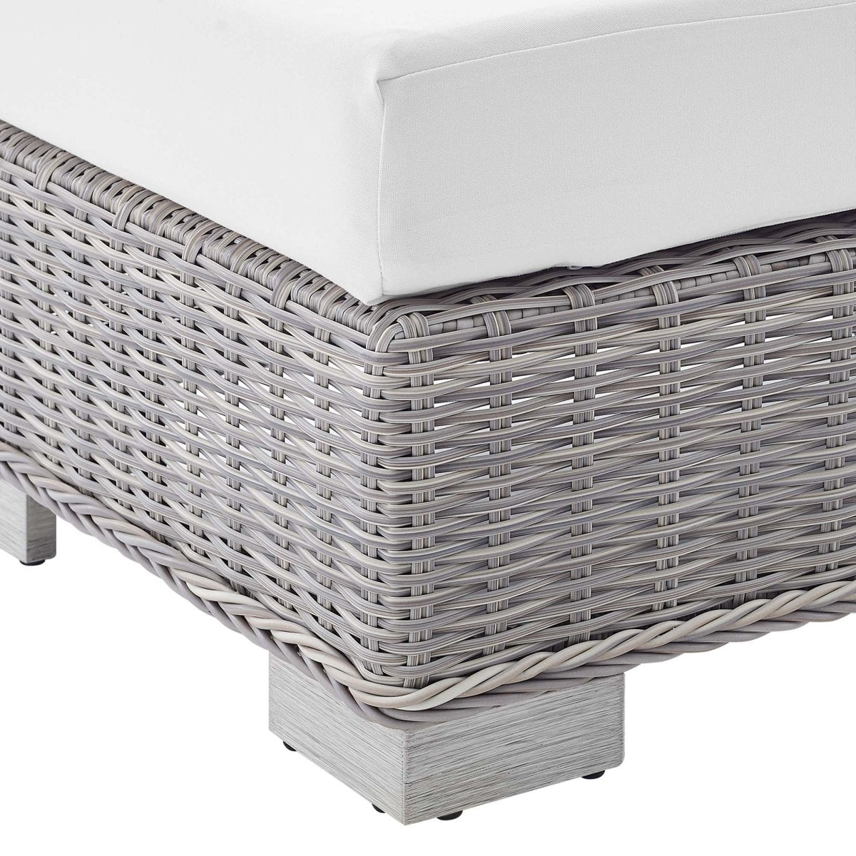 30" Light Gray White Wicker Armless Outdoor Chair with Sunbrella Cushions - Outdoor - Alpine Outlets