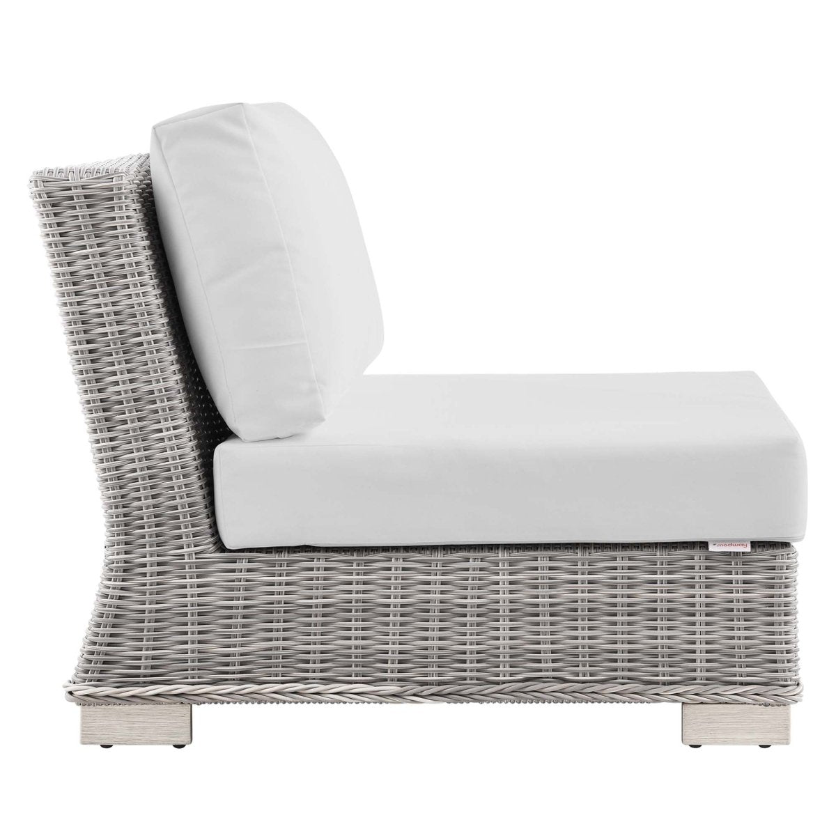 30" Light Gray White Wicker Outdoor Armless Chair - Outdoor - Alpine Outlets