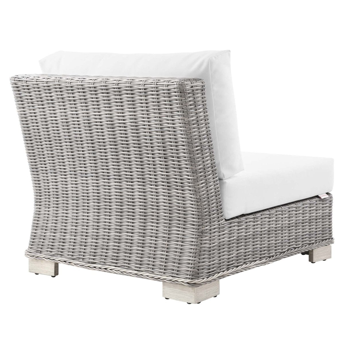 30" Light Gray White Wicker Outdoor Armless Chair - Outdoor - Alpine Outlets