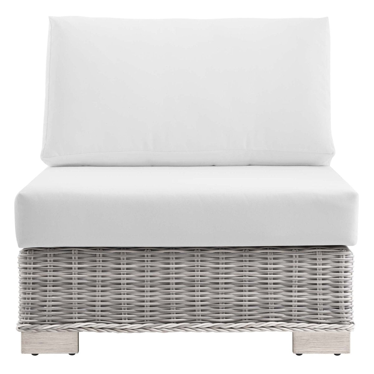 30" Light Gray White Wicker Outdoor Armless Chair - Outdoor - Alpine Outlets