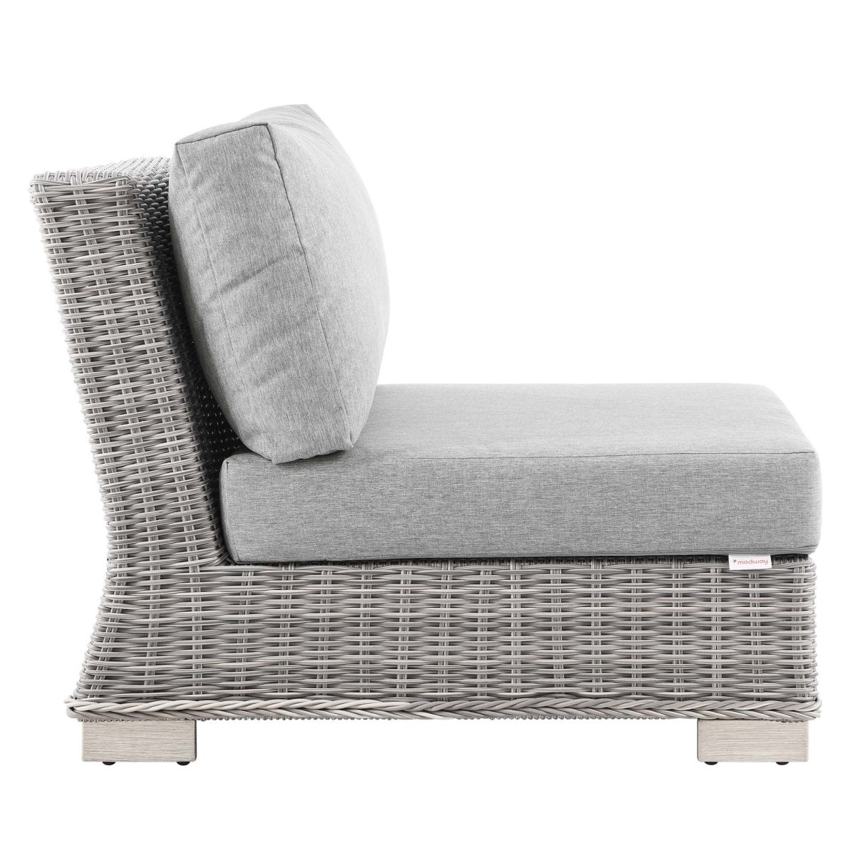 30" Light Gray Wicker Outdoor Armless Chair - Outdoor - Alpine Outlets