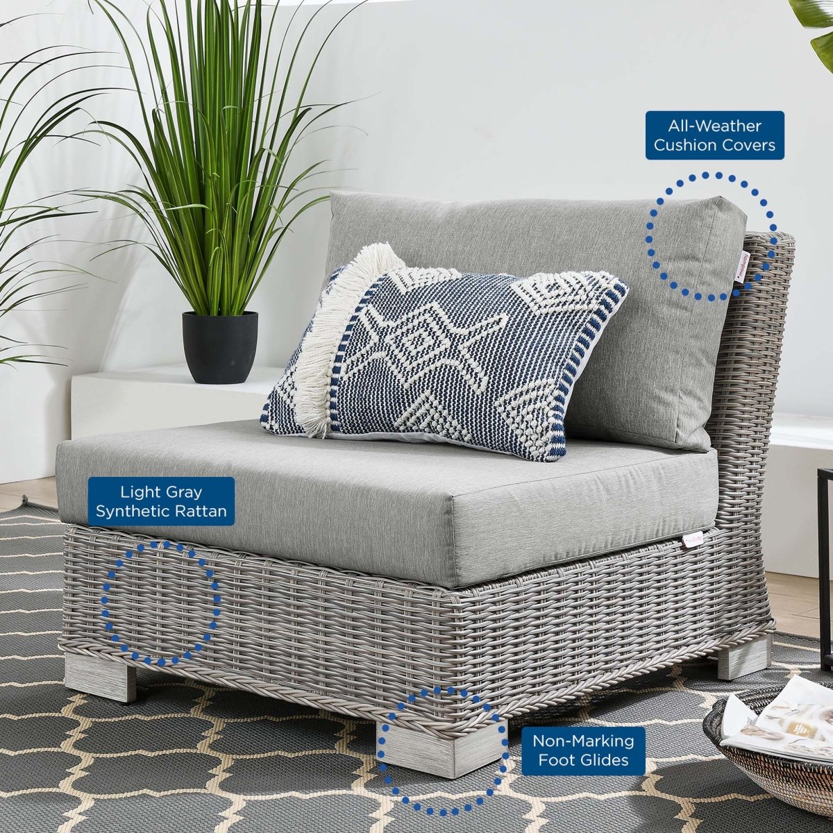 30" Light Gray Wicker Outdoor Armless Chair - Outdoor - Alpine Outlets