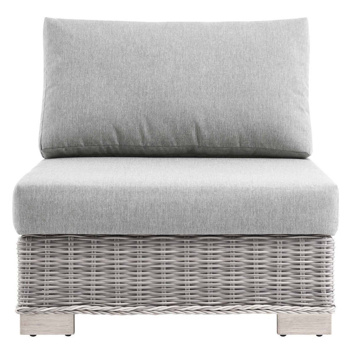30" Light Gray Wicker Outdoor Armless Chair - Outdoor - Alpine Outlets