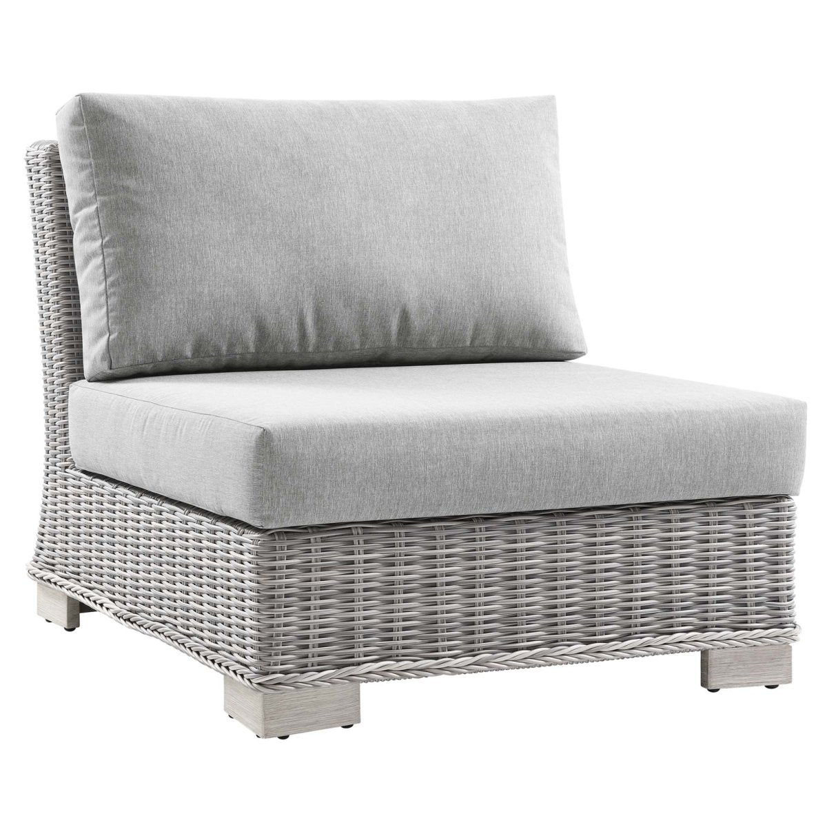 30" Light Gray Wicker Outdoor Armless Chair - Outdoor - Alpine Outlets