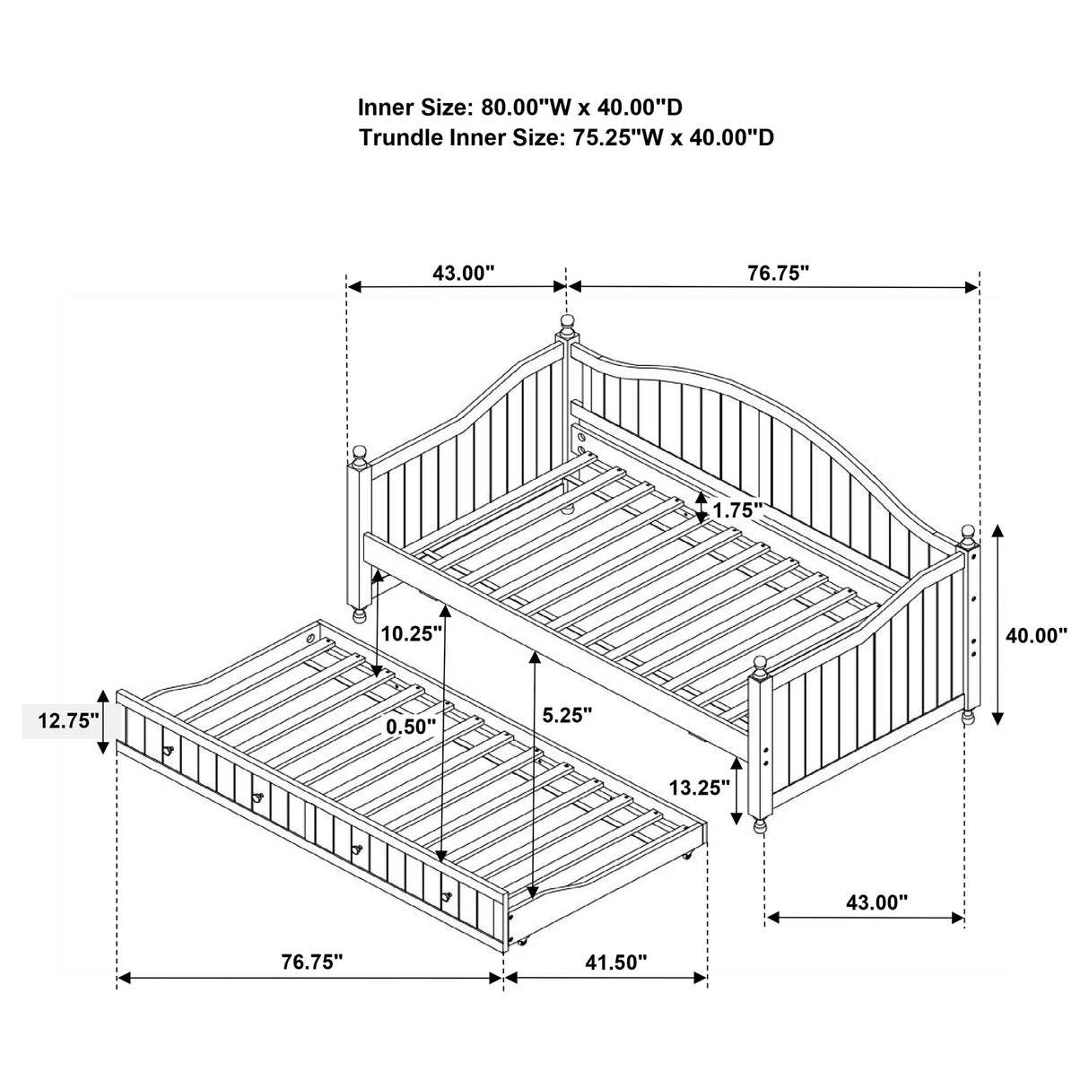 Julie Ann Wood Twin Daybed with Trundle - White