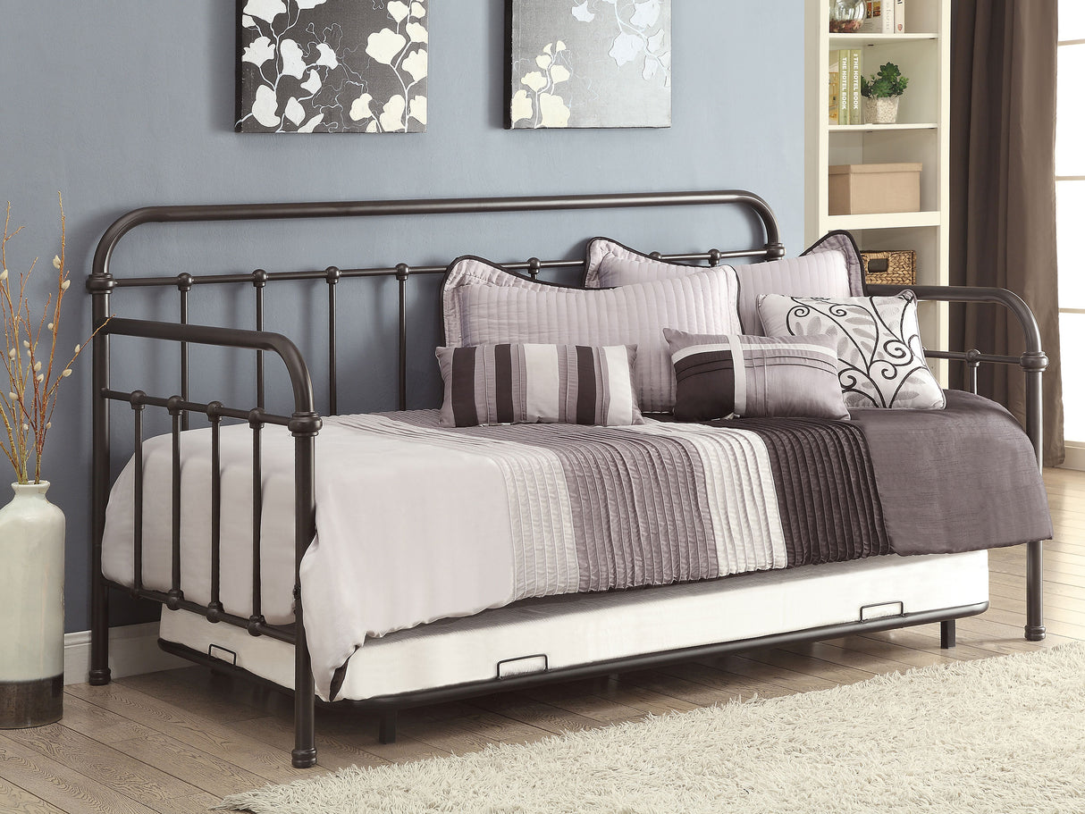Livingston Metal Twin Daybed with Trundle, Dark Bronze