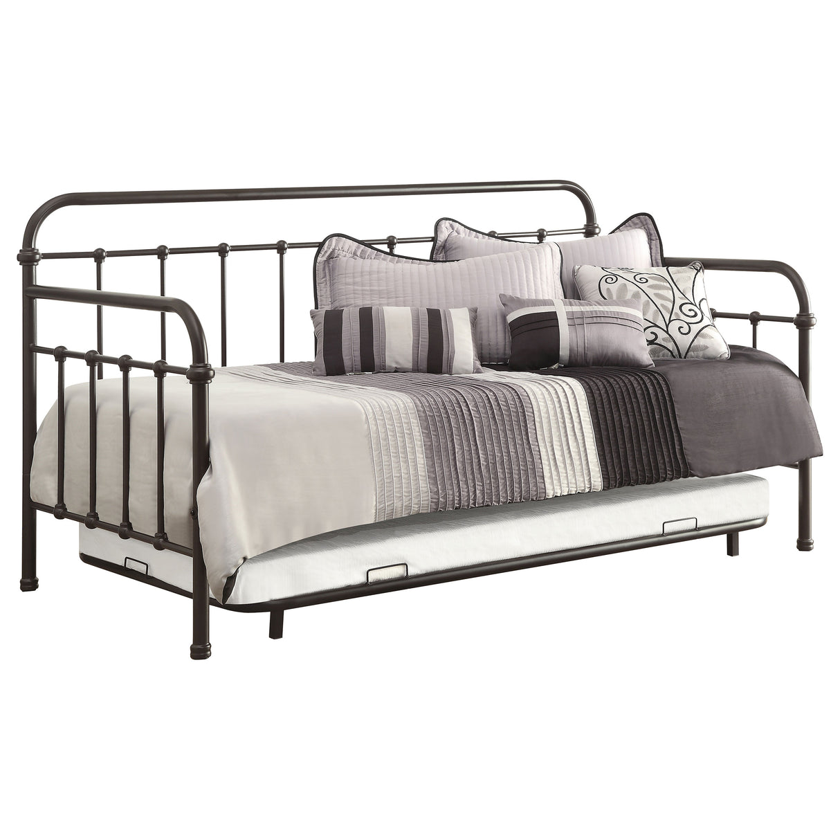 Livingston Metal Twin Daybed with Trundle, Dark Bronze