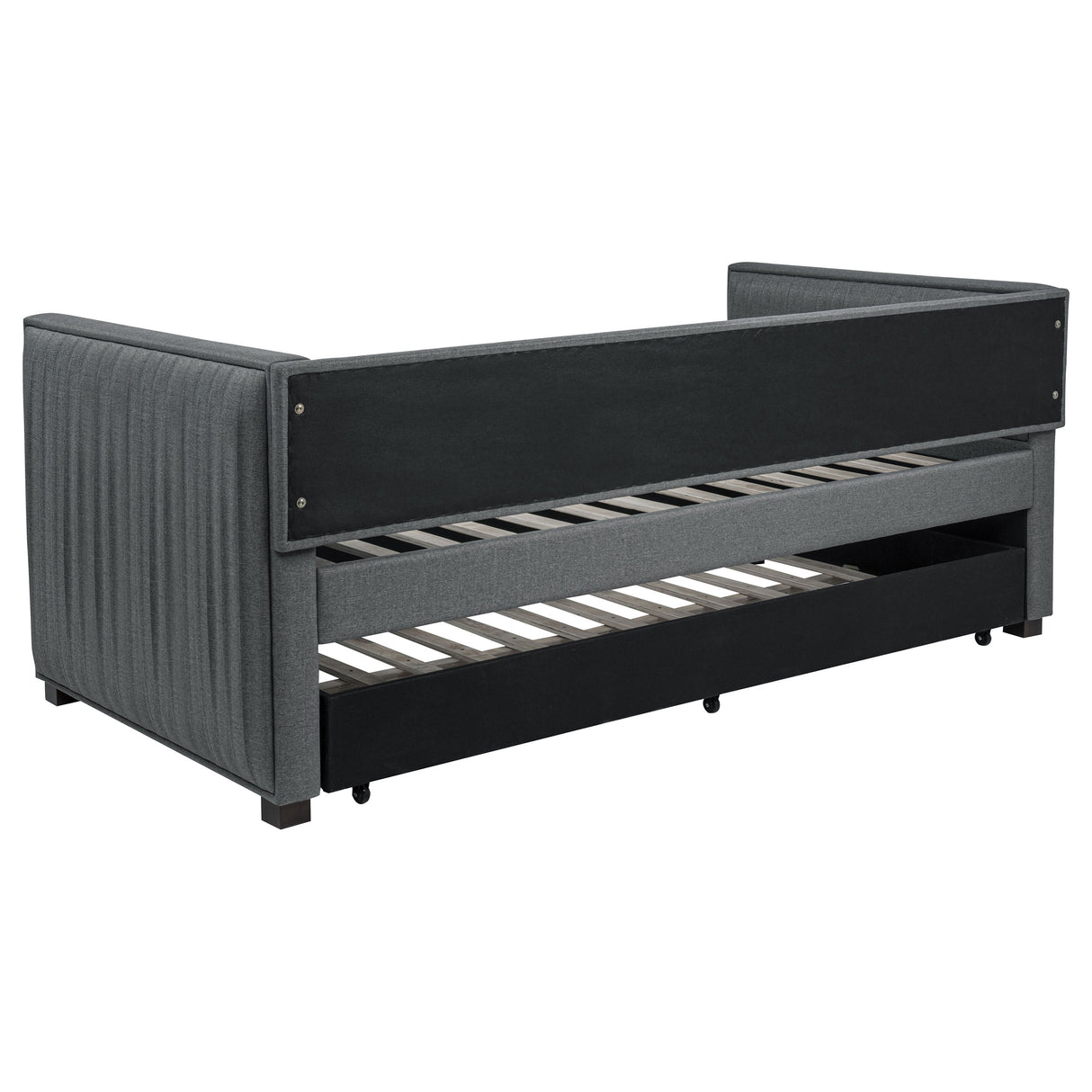 Brodie Upholstered Twin Daybed with Trundle, Grey