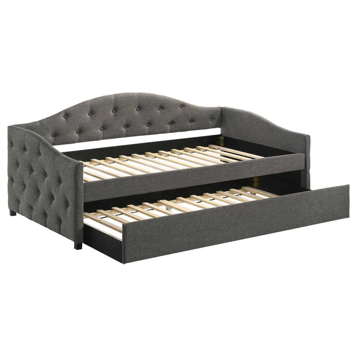 Sadie Upholstered Twin Daybed with Trundle in Grey