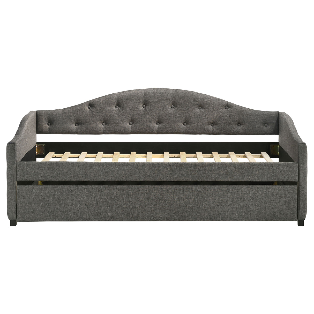 Sadie Upholstered Twin Daybed with Trundle in Grey