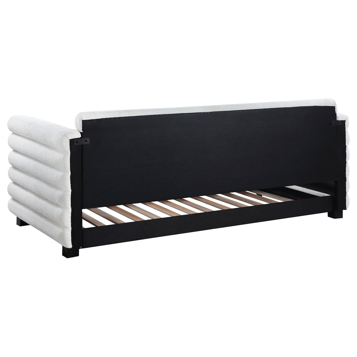 Patricia Boucle Upholstered Twin Day Bed with Trundle - White