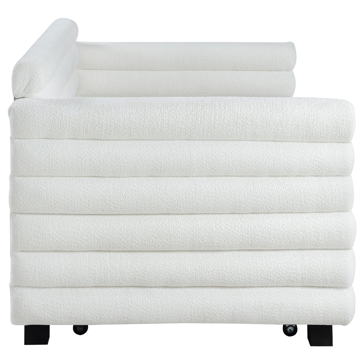 Patricia Boucle Upholstered Twin Day Bed with Trundle - White
