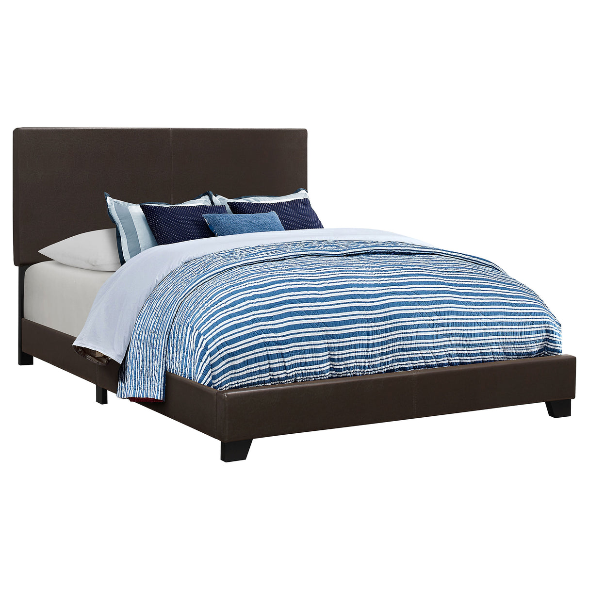 Dorian Faux Leather Upholstered Queen Panel Bed, Brown