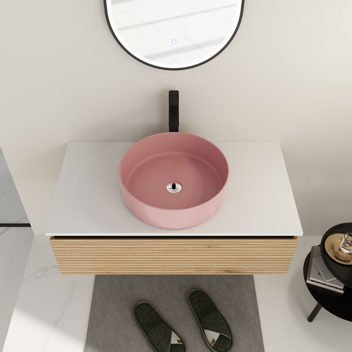 Wall Mounted Bathroom Vanity With Art Sink & 1 Soft Close Drawer