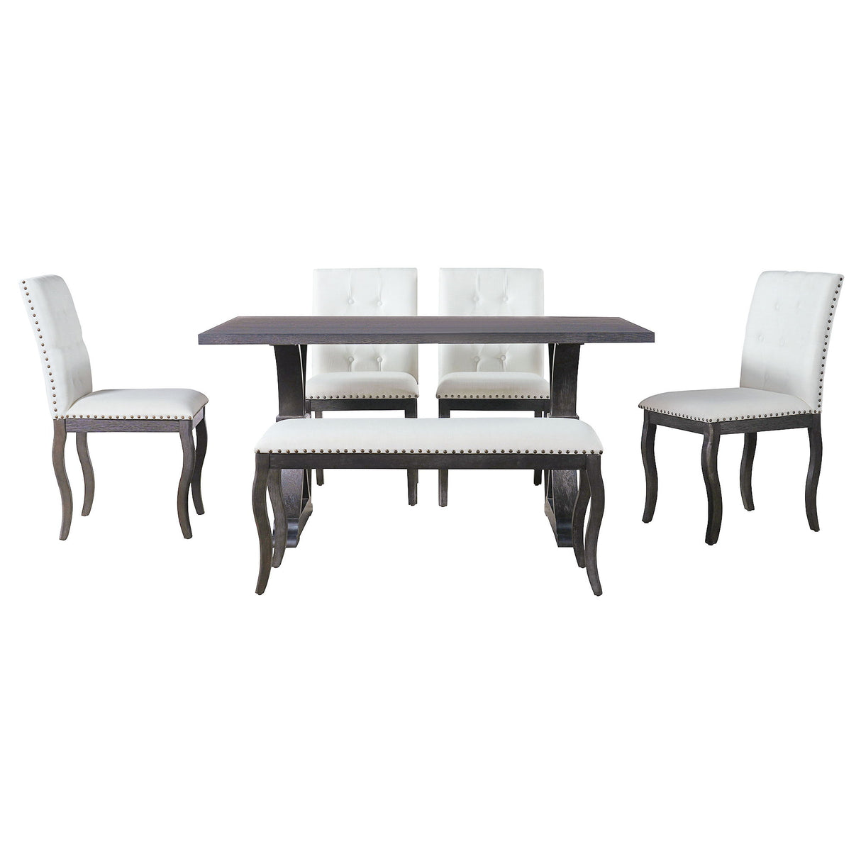 Dining Set With Bench, 6 Piece