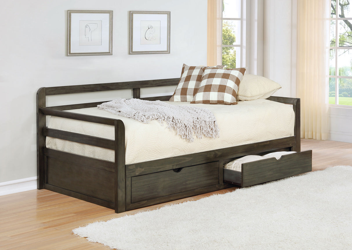 Sorrento Twin XL Daybed with Trundle and Drawers, Grey