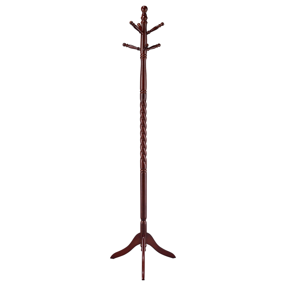 Riona 6 Hook Freestanding Wood Coat Rack, Merlot
