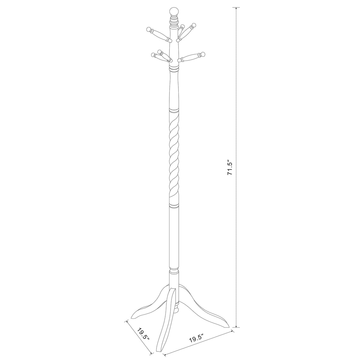 Riona 6 Hook Freestanding Wood Coat Rack, Merlot