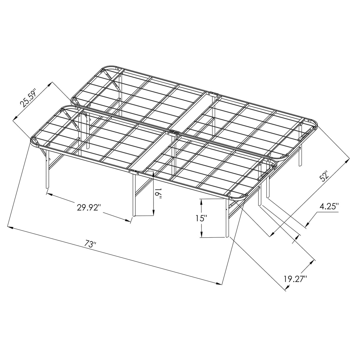 Mabel Metal Full Mattress Support Platform Bed, Black