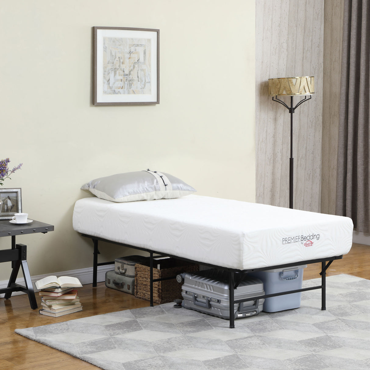 Mabel Metal Twin Mattress Support Platform Bed, Black
