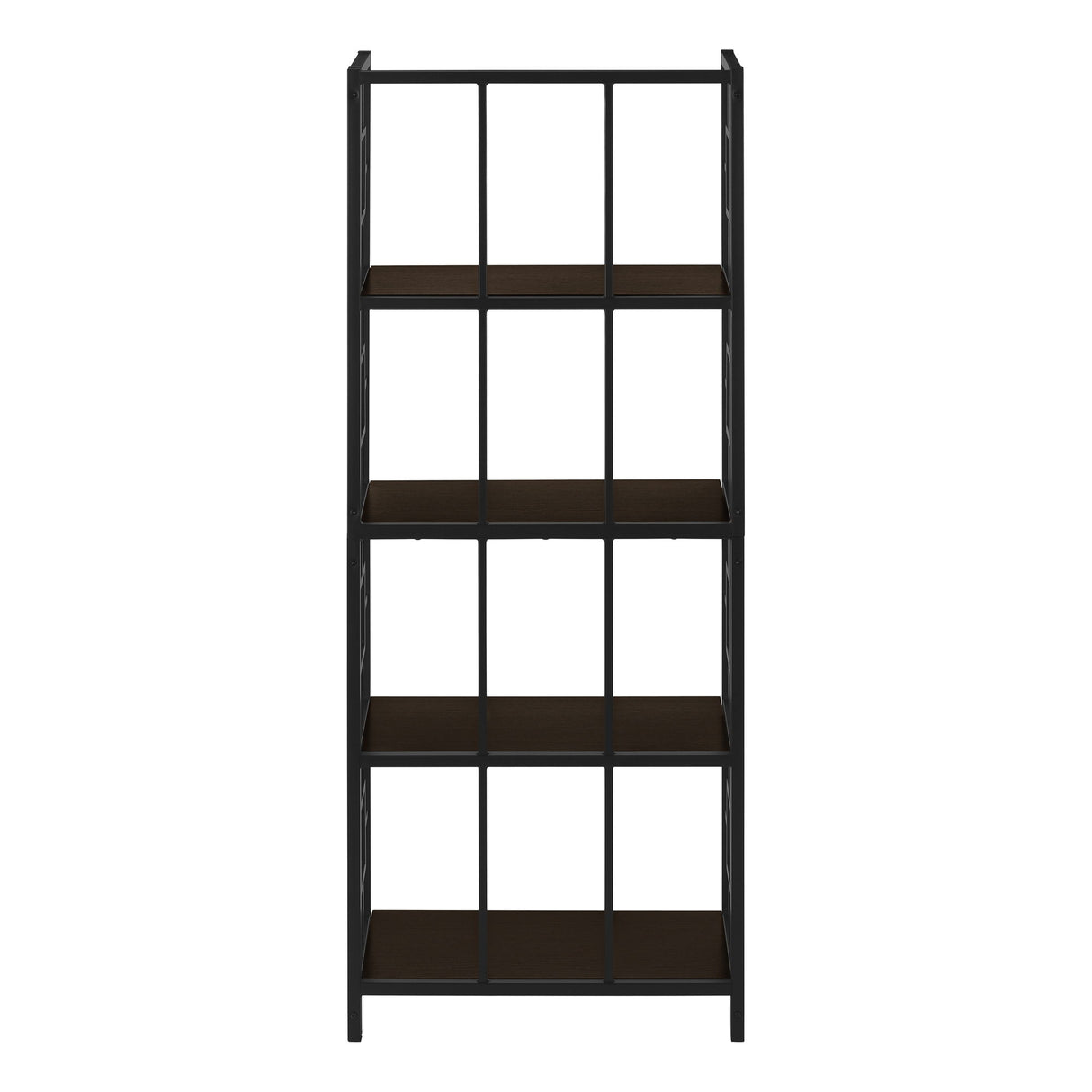 Bookshelf, Bookcase, Etagere, 4 Tier, For Office, Contemporary & Modern - Espresso - Etageres - Alpine Outlets
