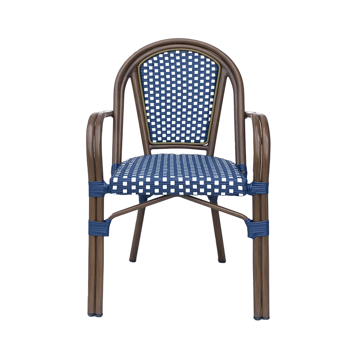 Bistro Chair With 2 Toned Checkered Pattern, (Set of 2) - White / Navy