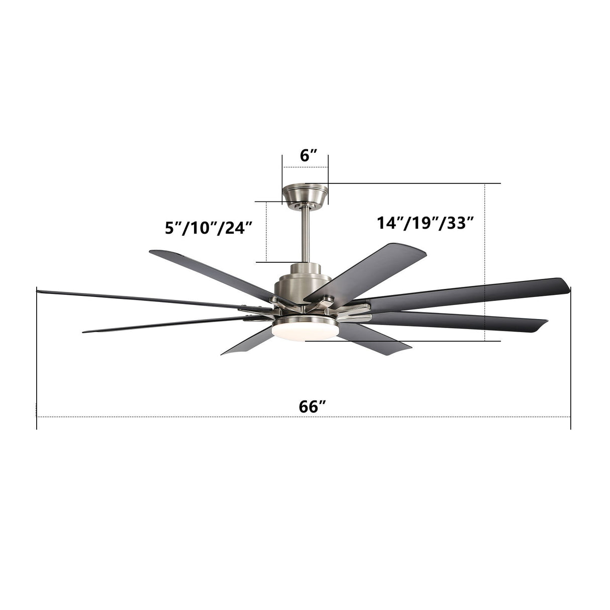 Ceiling Fan With Dimmable LED Light, Reversible DC Motor, Smart Remote Control Blades For Living Room - Nickel