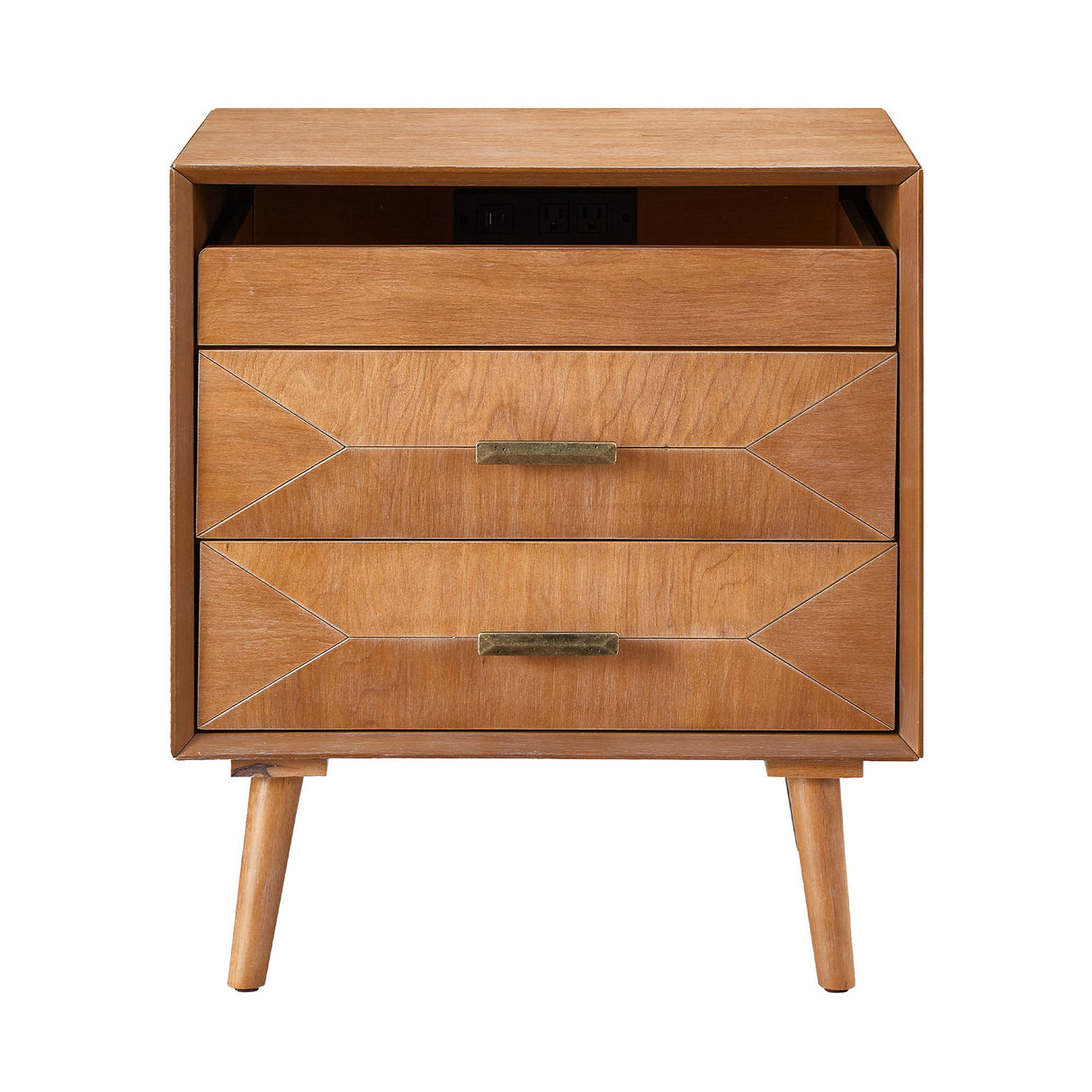 Nightstand With Charging Station, 2 Drawers And Open Shelf, USB / Type C Ports