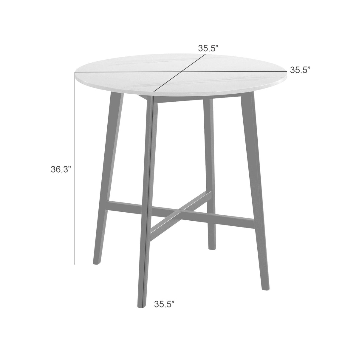 Jayla - 35.5" Marble Top Pub Table - Night Wenge / White